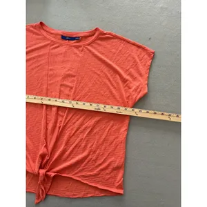 Apt. 9 Top Size L Coral Orange Short Sleeve Tie Front Knot Slub Modal Blend thumbnail 5