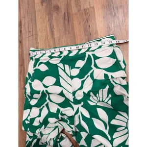 Atelier Nicole Miller Women L Linen Blend Green Floral Wide Leg Crop Pants thumbnail 9