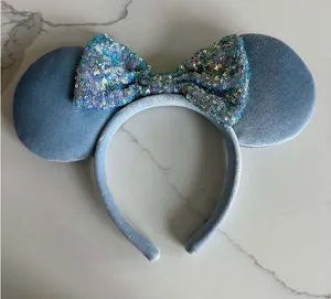 Disney Minnie Mouse Ear Headband with Sequined Bow - Cornflower Blue thumbnail 1