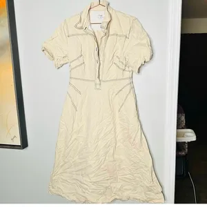ROSETTA GETTY COLLECTIVE Off White Beige Twill 100% Cotton Bone Dress Size 10 thumbnail 4