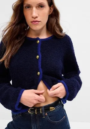 Gap Boucle Cropped Sweater Jacket thumbnail 1
