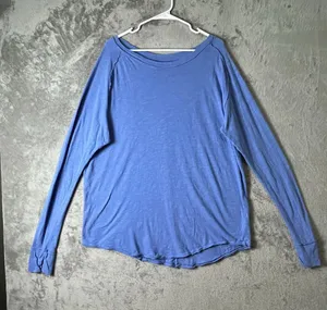 Free People Aria Trapeze Long Sleeve Tunic Top Oversized Size Medium Blue thumbnail 1