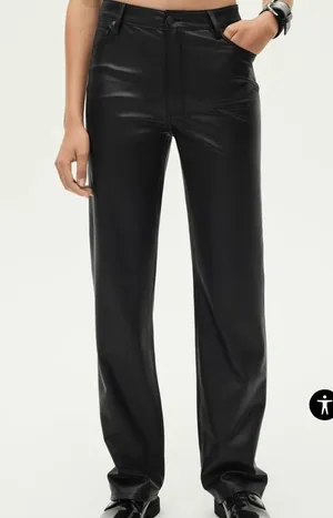 ZARA Faux Leather Pants Black thumbnail 1