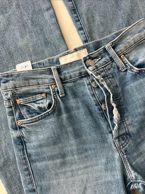 MOTHER SUPERIOR The Fly Cut Tomcat Roller in Crashing Blue Wide Leg Jeans 26 thumbnail 7