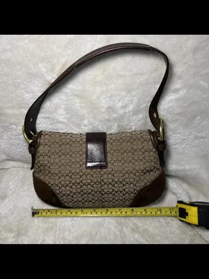 Rare Vintage Coach Soho Y2K Signature Shoulder Bag Brown Canvas & Suede 6818 thumbnail 8
