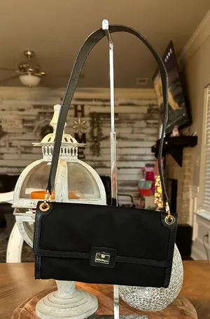 Salvatore Ferragamo Black nylon/leather Shoulder Bag with Gold Hardware thumbnail 1