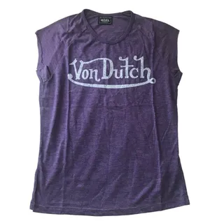 Von Dutch New NEW Womens Small Purple Short Sleeve Raglan Tee thumbnail 1