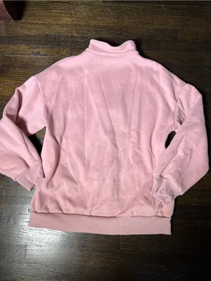 Trendy Queen Pink Quarter-Zip Fleece Mock Neck Sweatshirt Large thumbnail 4
