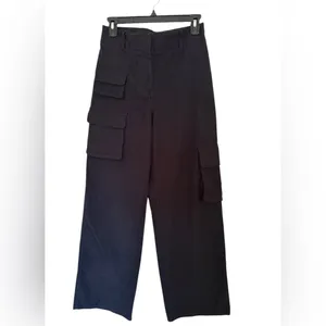 Aritzia Wilfred‎ Free Sz 4 Cargo Pants Women’s Black Noir Wide Leg High Rise thumbnail 3