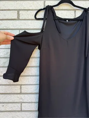 Andree by Unit Black Cold-Shoulder Tie-Strap Dress - Women's thumbnail 2