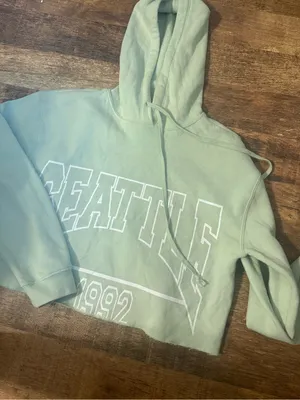 wild fable Mint Green Crewneck Hoodie with Seattle Graphic thumbnail 1