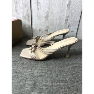 Womens Vivianly Nude Beige Strappy Shoes Open Toe Stiletto Heels Sandals Size 9 thumbnail 4