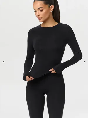 Naked wardrobe Long Sleeve Crewneck Black Women's Top thumbnail 2