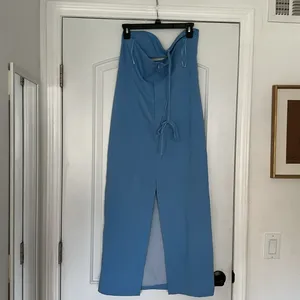 Zara Blogger Favorite Blue Cut-out Halter Top Bodycon Midi Dress Sz L thumbnail 10