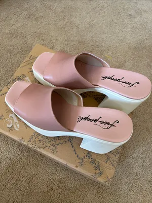 Free People Zoe Blush Pink Platform Mule Heels thumbnail 3