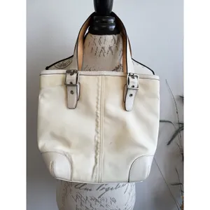 Vintage Coach Ivory Leather Satchel wide strap Tan‎ Interior thumbnail 3