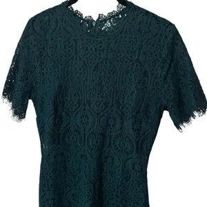 Lulus Remarkable Forest Green Sheer Lace Short Sleeve‎ Lined Dress Event Party M thumbnail 3