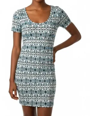 Mudd XS Tribal Print Short Sleeve Mini‎ Dress Boho Festival Style thumbnail 1