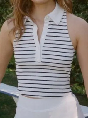 Abercrombie & Fitch NWat a ribbed Sleeveless Polo Top Large thumbnail 1