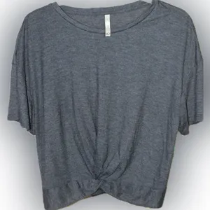 LLD Charcoal Short Sleeve Twist-Front Cropped T thumbnail 1