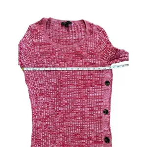 Ann Taylor Red Pink Marled Ribbed‎ Side Button Sweater sz M thumbnail 6