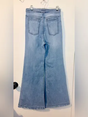 A Loves A Light Wash High Rise Wide Leg Jeans Size 26 Lattice Belt Flare thumbnail 10