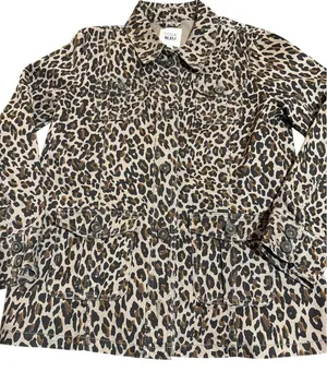 2/$30 NEW Code Bleu Size‎ Large Leopard Animal Print Women Jacket Button Up Chic Brown thumbnail 1