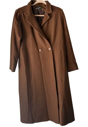 Vintage Max New York Wool Blend Long Coat Brown Large‎ Clean Girl Peppy Academia thumbnail 1