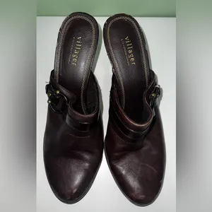 Aldo Dark Brown Leather Mules Size 10 thumbnail 2