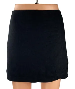 Abercrombie & Fitch Women's Black Linen High Rise Mini Flare A-Line Skirt Sz L thumbnail 1