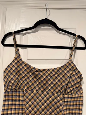 NWT Wild Fable Size S Navy Plaid Fitted Stretch Mini Dress Spaghetti Strap Y2K thumbnail 4