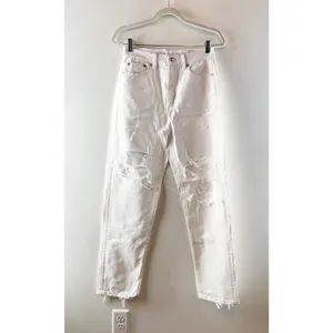 American Eagle Highest Rise Distressed Baggy Straight Leg Jeans White 2 thumbnail 2