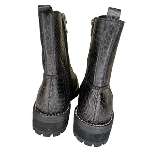 Very G Conquest Ankle Boots Black Snakeskin Block Heel‎ Lace Up Women’s Size 11 thumbnail 3
