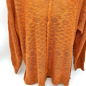 Mittoshop Rust Loose Texture Long Sleeve knit Top/Sweater in Pumpkin-Size L thumbnail 3