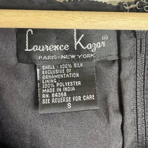 Laurence Kazar Beaded Silk Blouse Womens Small Black Short Sleeve Evening Top thumbnail 5