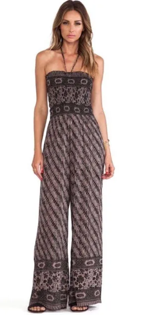 Free People Vintage Strapless Smocked Tube Wide Leg Jumpsuit thumbnail 1
