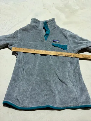 Patagonia Gray Fleece Quarter-Snap Pullover with Teal Accents large thumbnail 4
