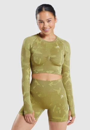 Adapt Camo Seamless Long Sleeve Crop Top thumbnail 1