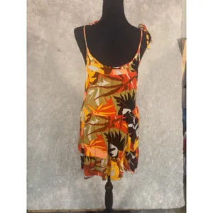 free destination tiered smocked floral tropical‎ dress tie straps xs thumbnail 2