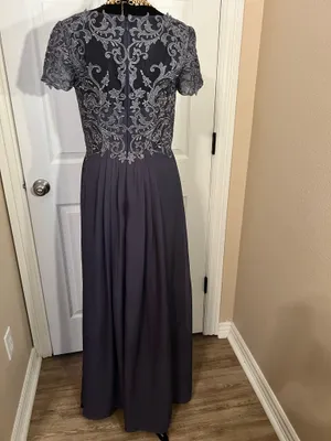 JJ's House Fancy formal gray evening bridesmaid wedding guest dress thumbnail 3