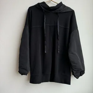 Alo Yoga Black Mixed Media Nylon Oversized Relaxed Hoodie Size Small Gym Travel thumbnail 2