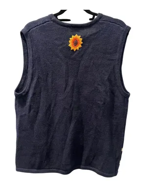 NWT Vtg Bobbie Brooks Fall Harvest Scarecrow Sweater Vest L Pumpkin Sunflower thumbnail 2