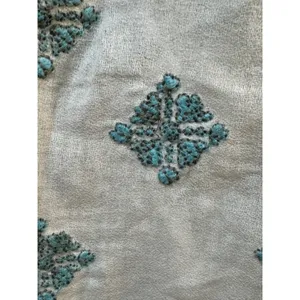 Roller Rabbit Embroidered Floral Peasant Blouse‎ Top V Neck Size XS White Teal thumbnail 4