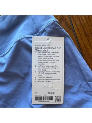 Lululemon Speed Up Short High Rise 2.5” Mesh Vent Prep Blue Size XL NWT thumbnail 4