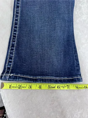 Miss Me Women's Dark Blue sequin Embroidered pockets mid rise Bootcut Jeans 31 thumbnail 9