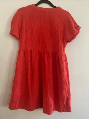 Universal Threads 100% Cotton Gauze Short Sleeve Mini Dress XS Orange Euro Summer Resort Vacation thumbnail 7