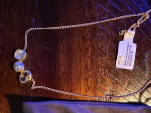 Julie Vos Gold Necklace with Three Decorative Beads - Gold thumbnail 1