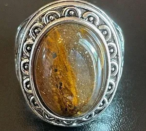 Tigers eye stone silver ring size 8.75 thumbnail 1
