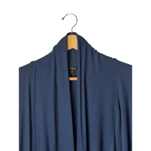 Quince French Terry Modal Cardigan Women Medium Navy Thumbholes Open Front thumbnail 4