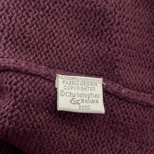 VTG Y2K Christopher & Banks Floral Applique Cardigan Sweater Plum M thumbnail 2